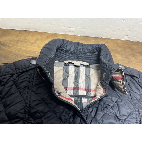 BURBERRY Brit Jacket Women's S Diamond Quilted Nova Check Black Lightweight - Picture 9 of 14